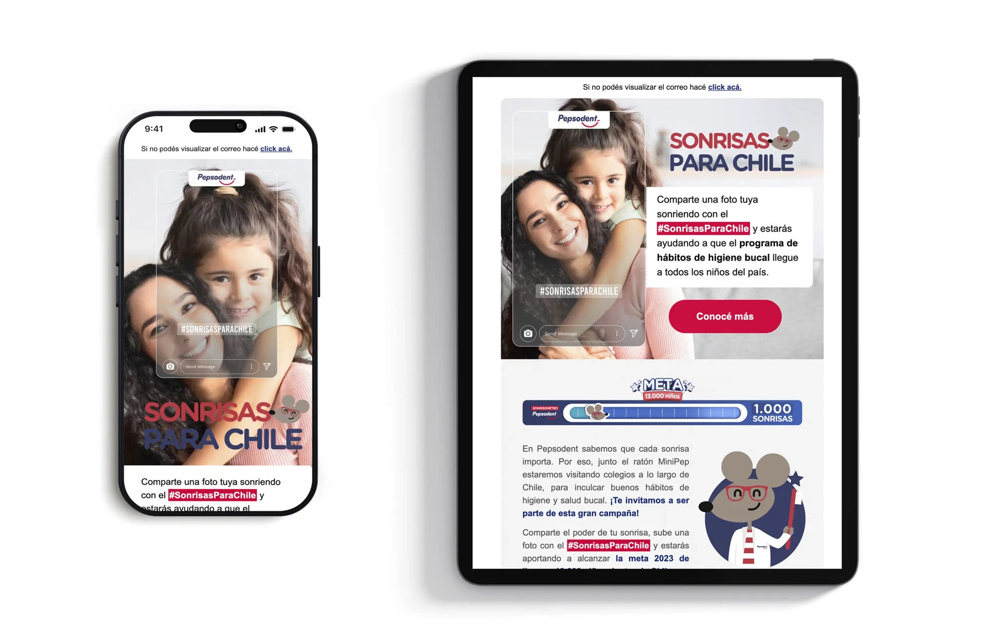 Email promoting Pepsodent's "Smiles for Chile" campaign