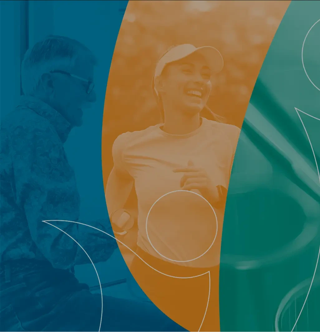 a picture of different people engaging in healthy habits with the interfarma logo on top
